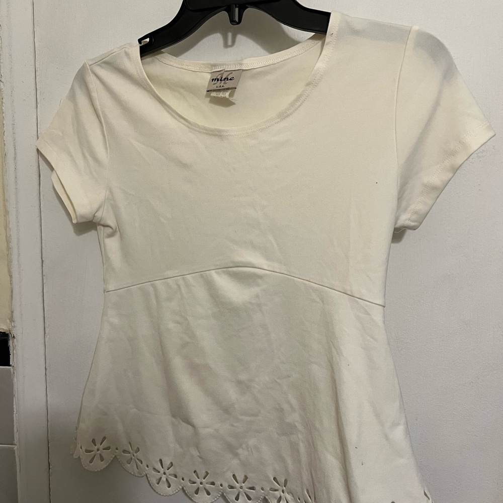 White Peplum Short Sleeve T-Shirt